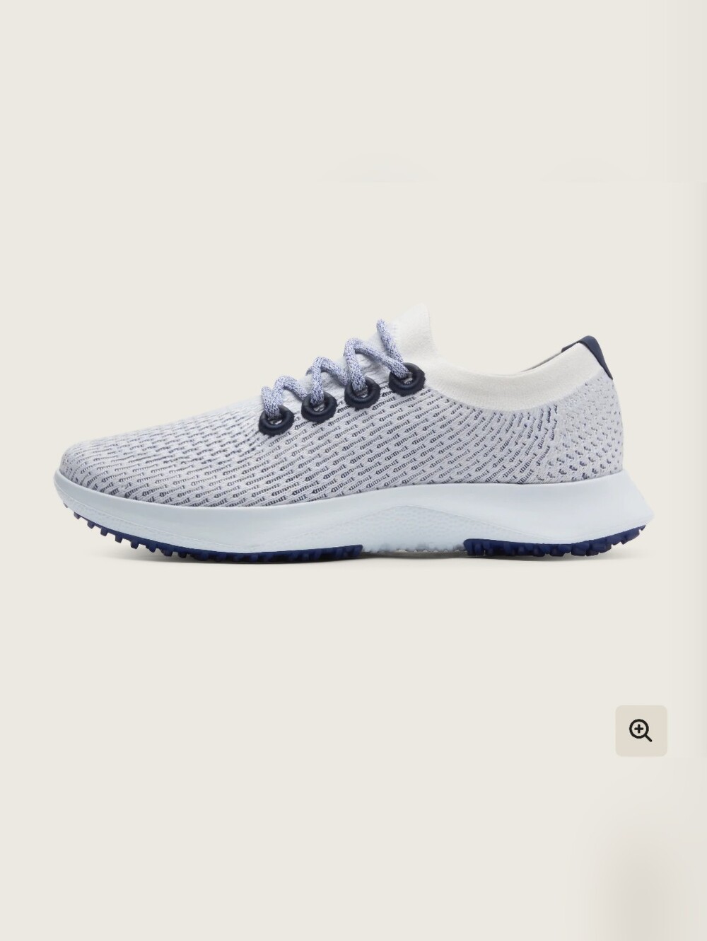 Light Blue/white Knit Athletic Sneaker with Navy Accents